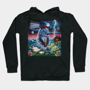 AI generated dolphin from the windy nightmare Hoodie